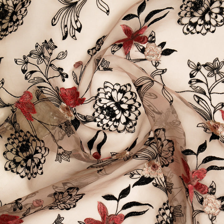 Layla Jaal on Blush Silk Organza Embroidered Fabric