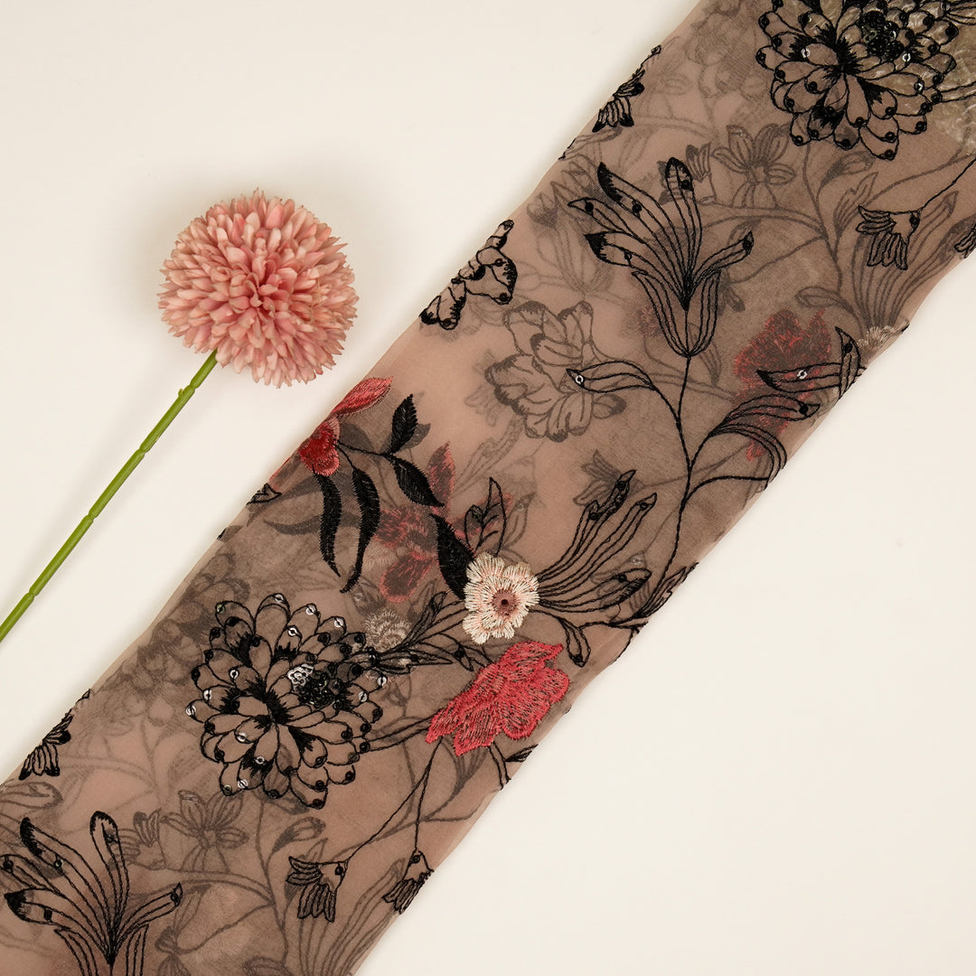 Layla Jaal on Blush Silk Organza Embroidered Fabric