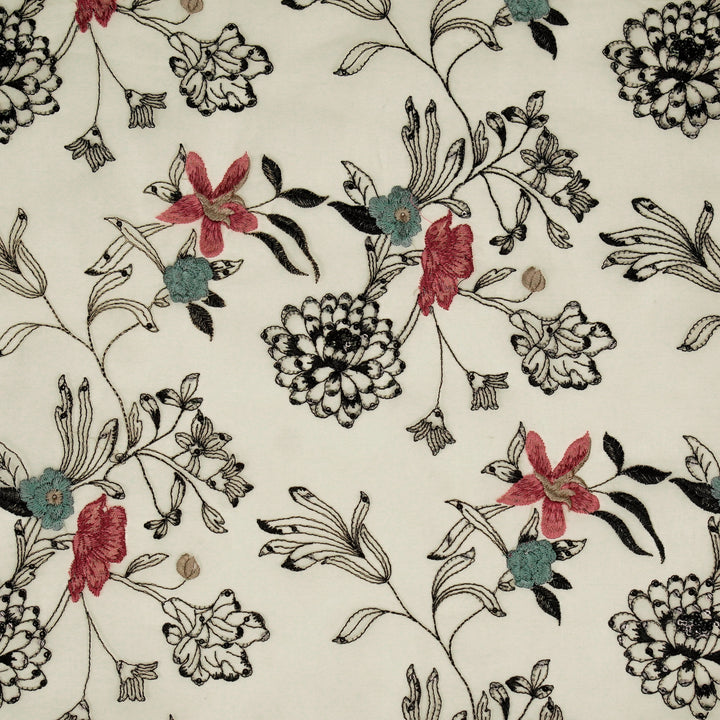 Layla Jaal on Cream Silk Organza Embroidered Fabric