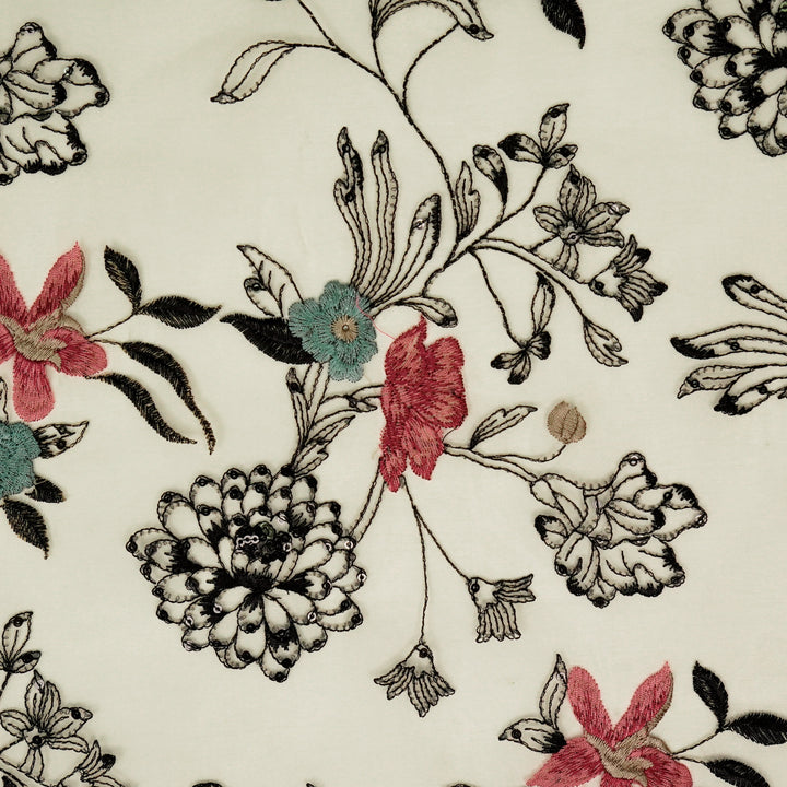 Layla Jaal on Cream Silk Organza Embroidered Fabric