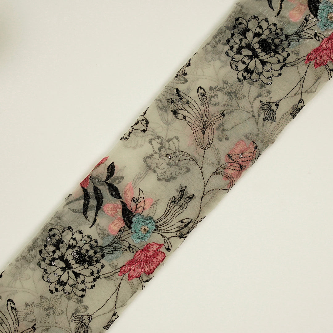 Layla Jaal on Cream Silk Organza Embroidered Fabric