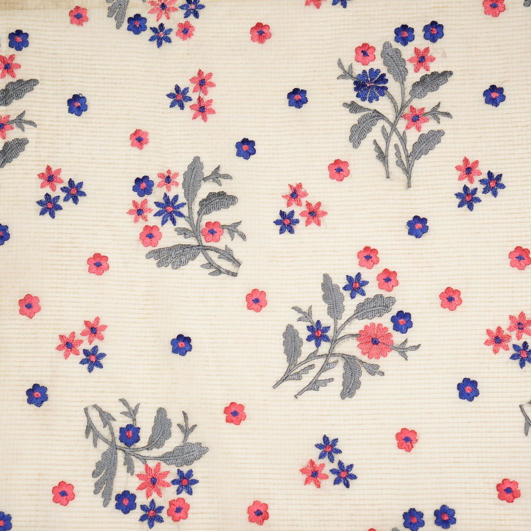 Nainika Buta on Ivory Munga Kota Embroidered Fabric