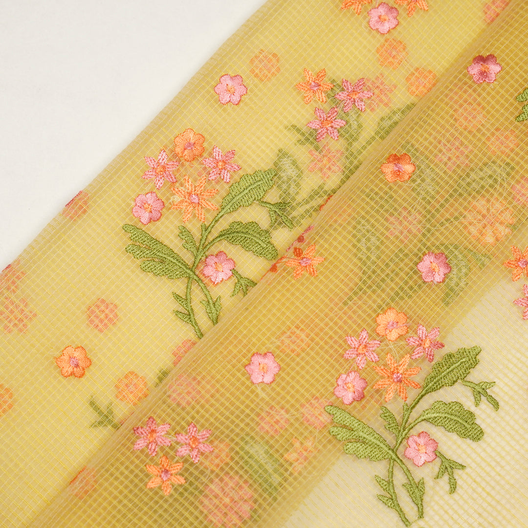 Nainika Buta on Lemon Munga Kota Embroidered Fabric