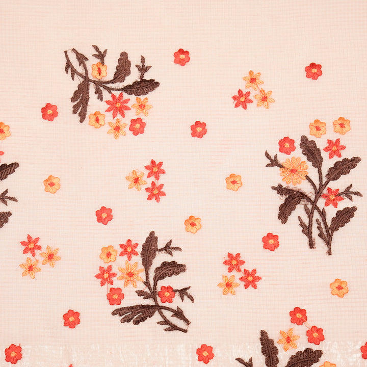 Nainika Buta on Peach Munga Kota Embroidered Fabric