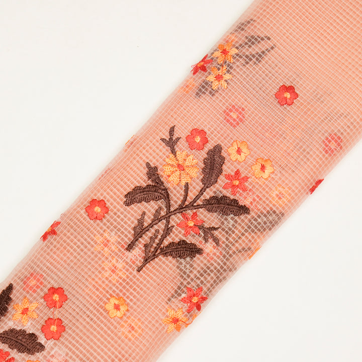 Nainika Buta on Peach Munga Kota Embroidered Fabric