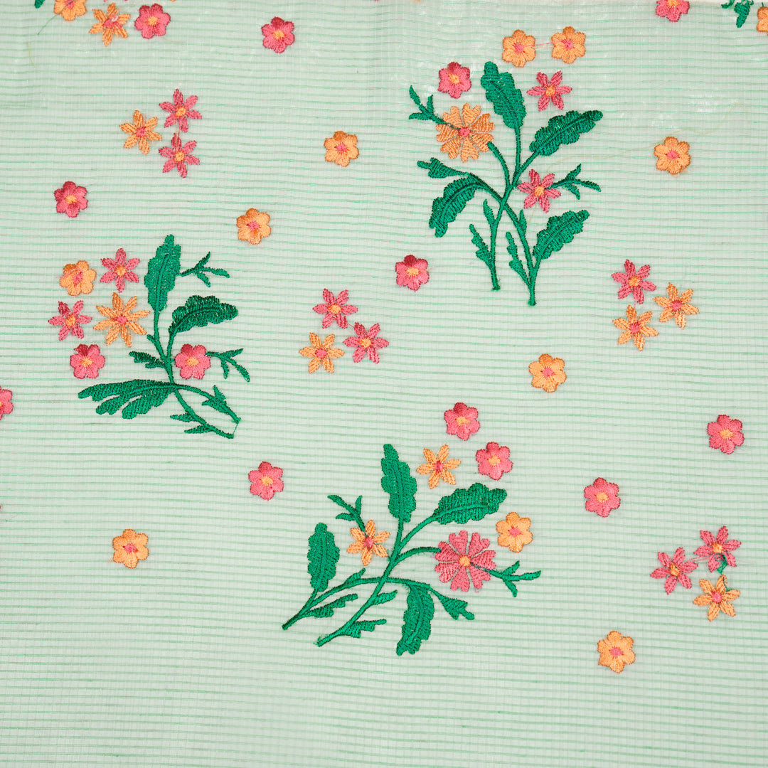 Nainika Buta on Aqua Green Munga Kota Embroidered Fabric