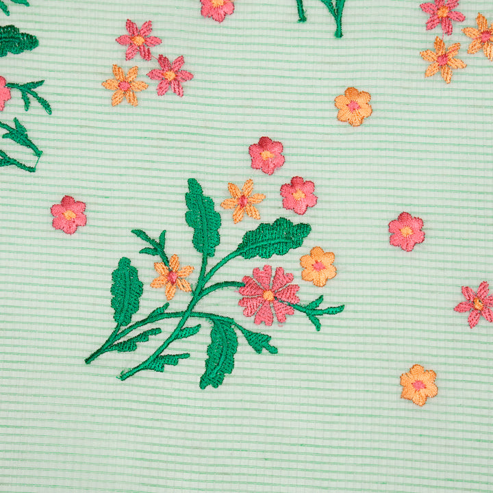 Nainika Buta on Aqua Green Munga Kota Embroidered Fabric