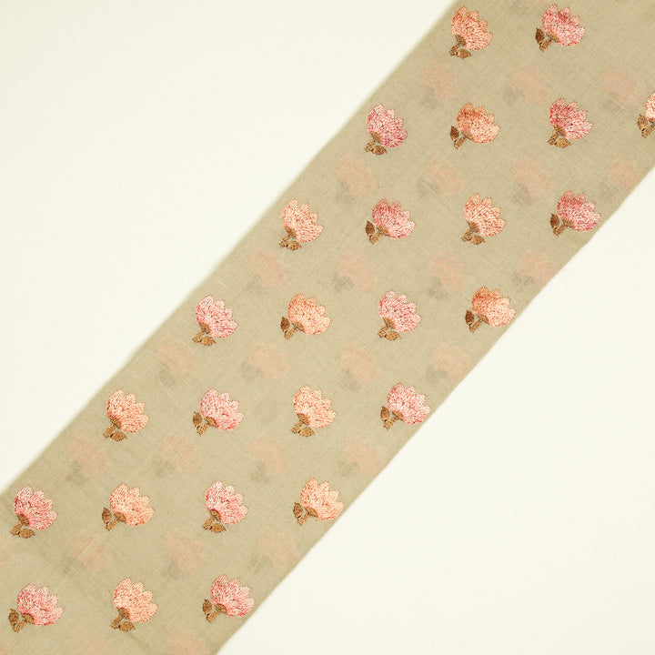 Ruhiya Buti on Ecru Cotton Linen Embroidered Fabric