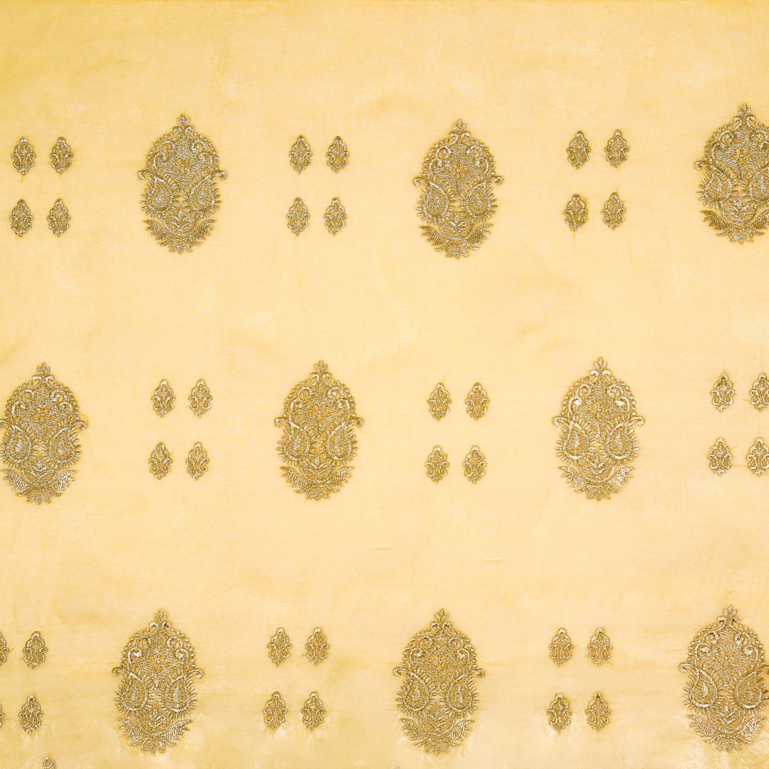 Suzan Buta on Gold Silk Organza Embroidered Fabric