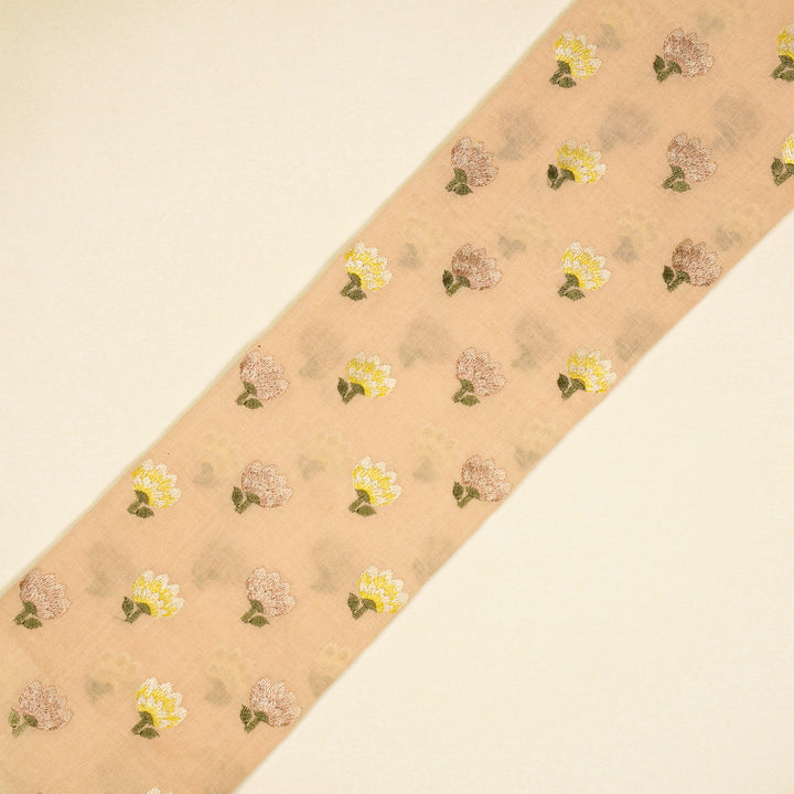 Ruhiya Buti on Peach Cotton Linen Embroidered Fabric