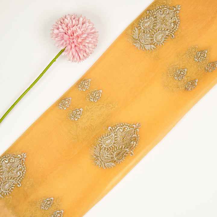 Suzan Buta on Gold Silk Organza Embroidered Fabric