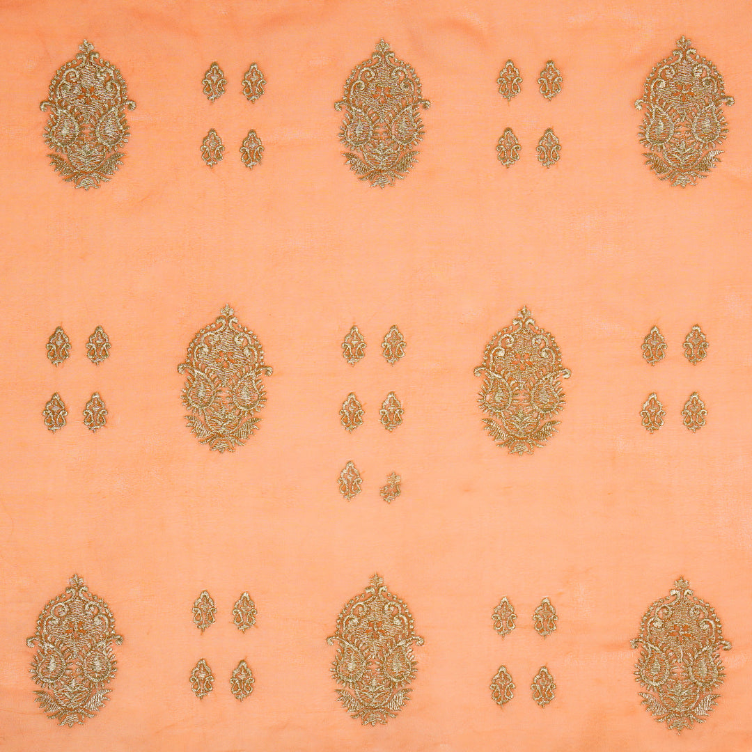 Suzan Buta on Orange Silk Organza Embroidered Fabric