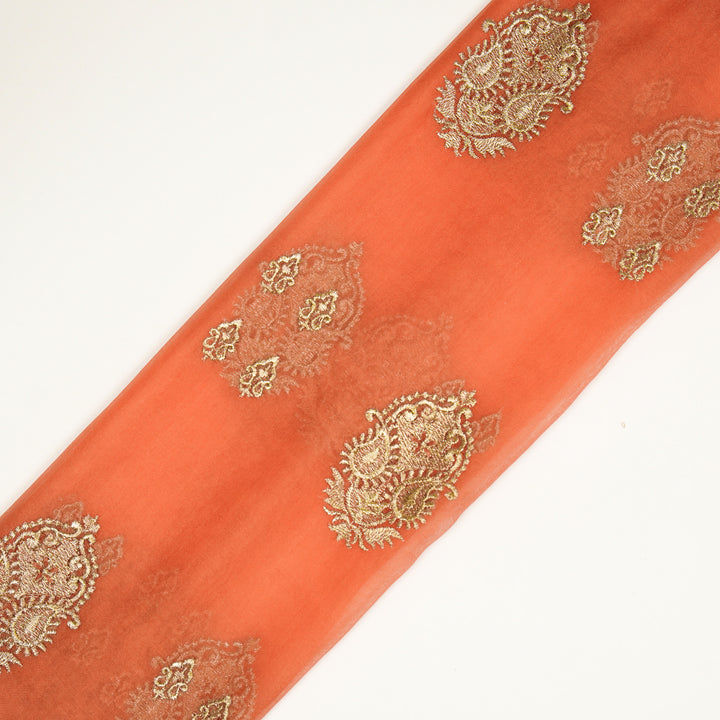 Suzan Buta on Orange Silk Organza Embroidered Fabric