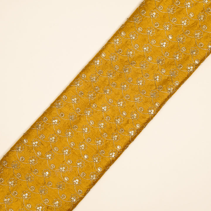 Varnika Jaal on Gold Raw Silk Embroidered Fabric