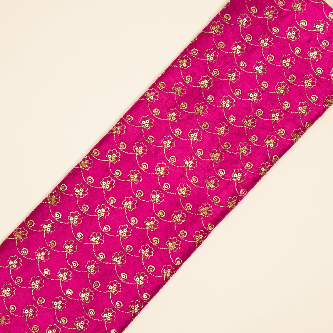 Varnika Jaal on Fuxia Raw Silk Embroidered Fabric