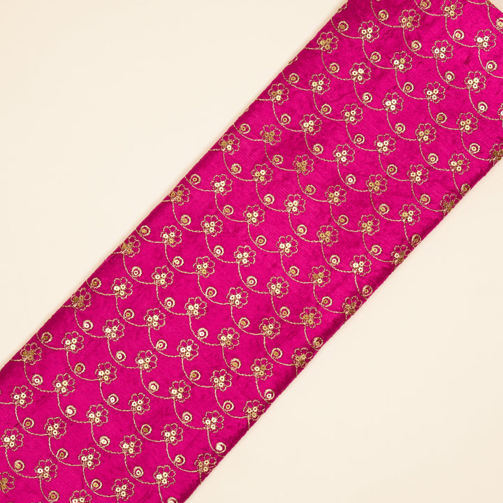 Varnika Jaal on Fuxia Raw Silk Embroidered Fabric