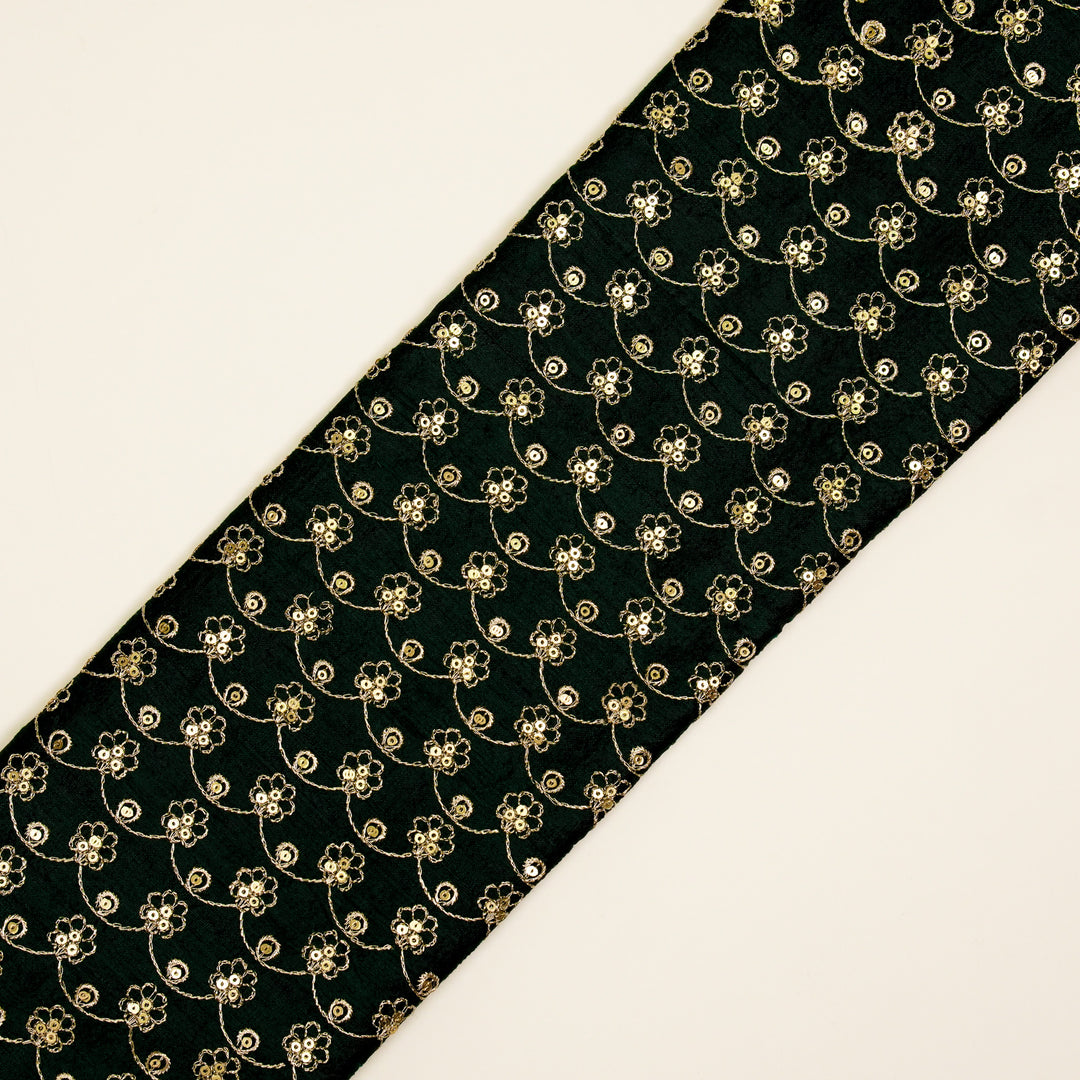 Varnika Jaal on Bottle Green Raw Silk Embroidered Fabric