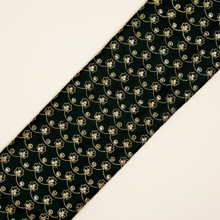 Varnika Jaal on Bottle Green Raw Silk Embroidered Fabric