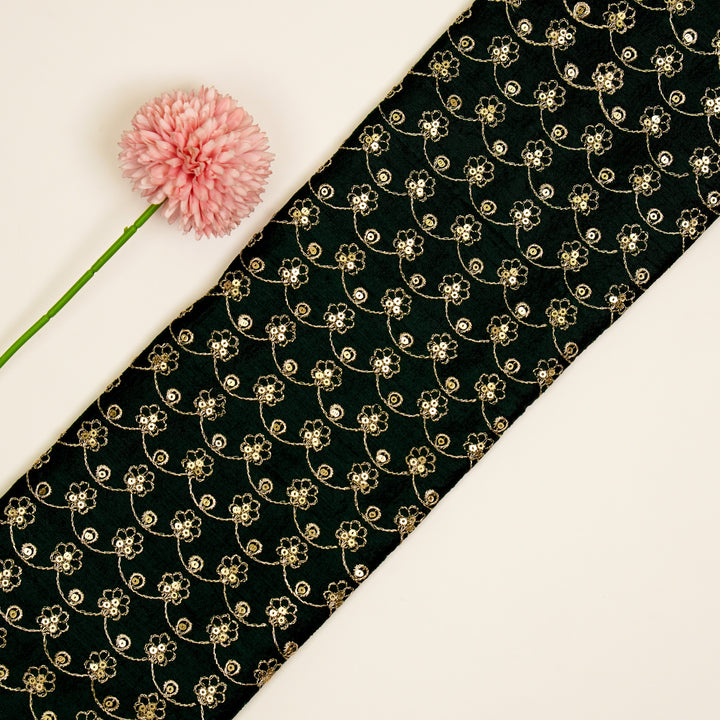 Varnika Jaal on Bottle Green Raw Silk Embroidered Fabric