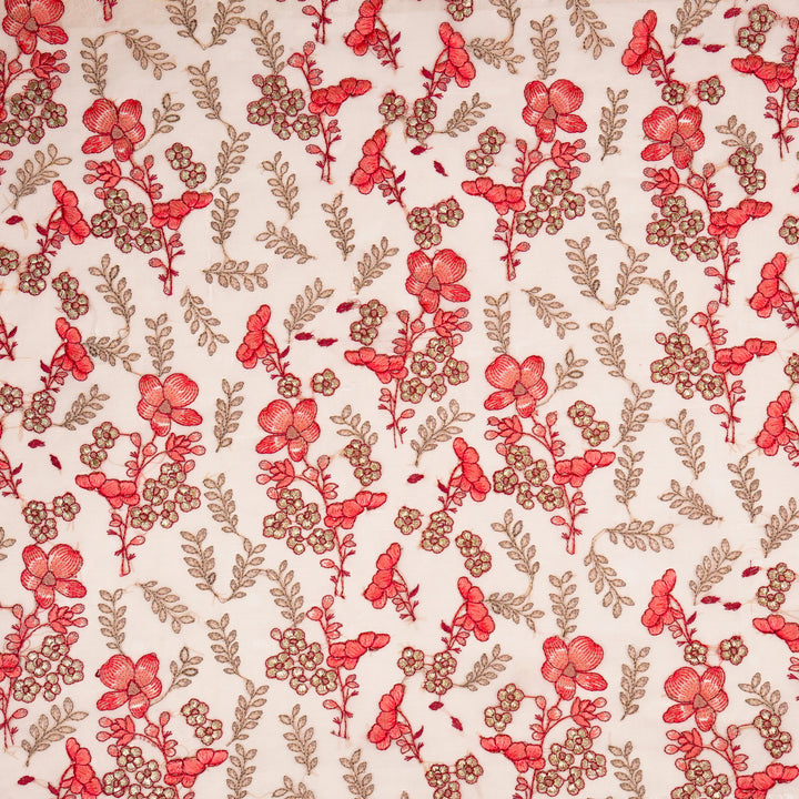 Fiha Jaal on Blush Silk Organza Embroidered Fabric