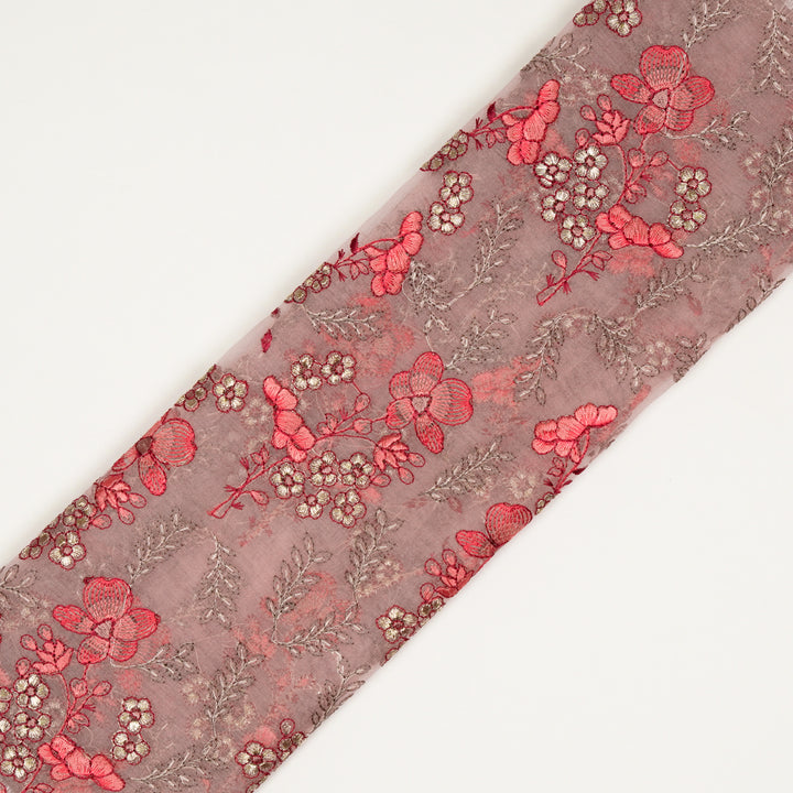 Fiha Jaal on Blush Silk Organza Embroidered Fabric