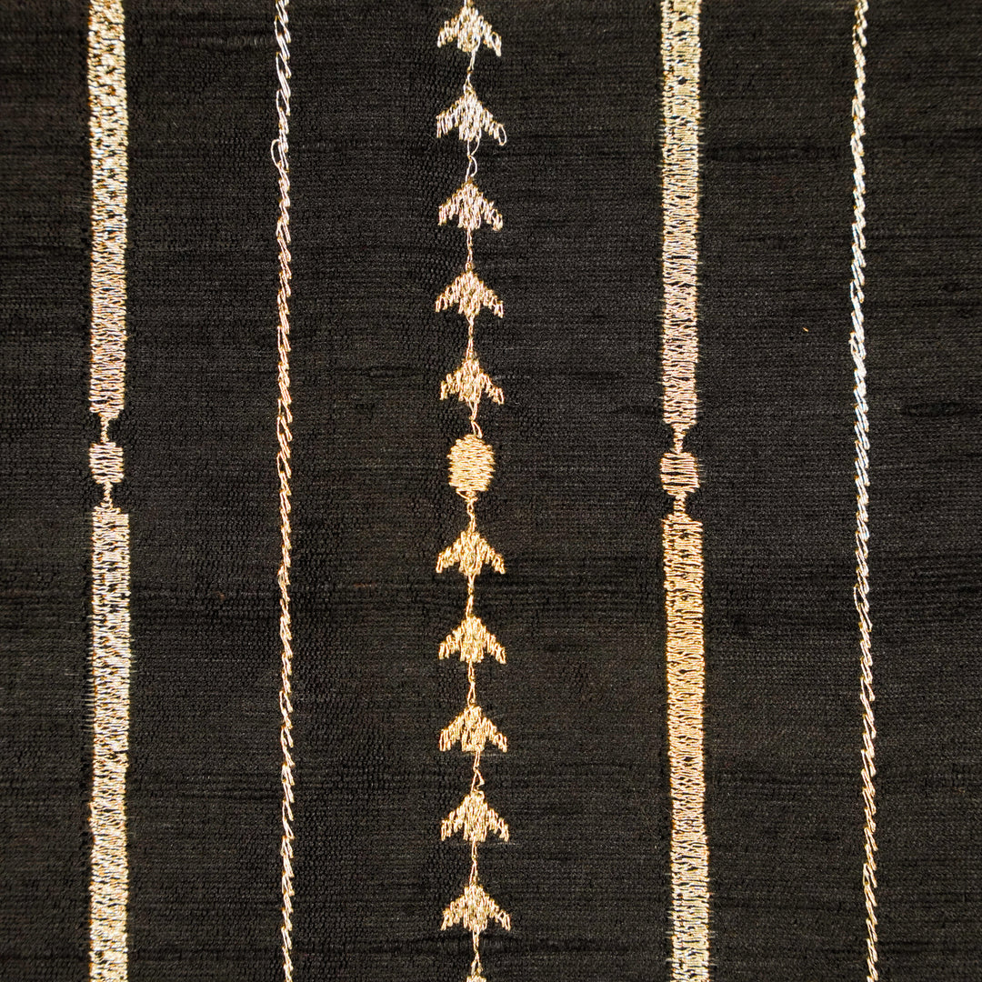 Zavaya Jaal on Black Raw Silk Embroidered Fabric