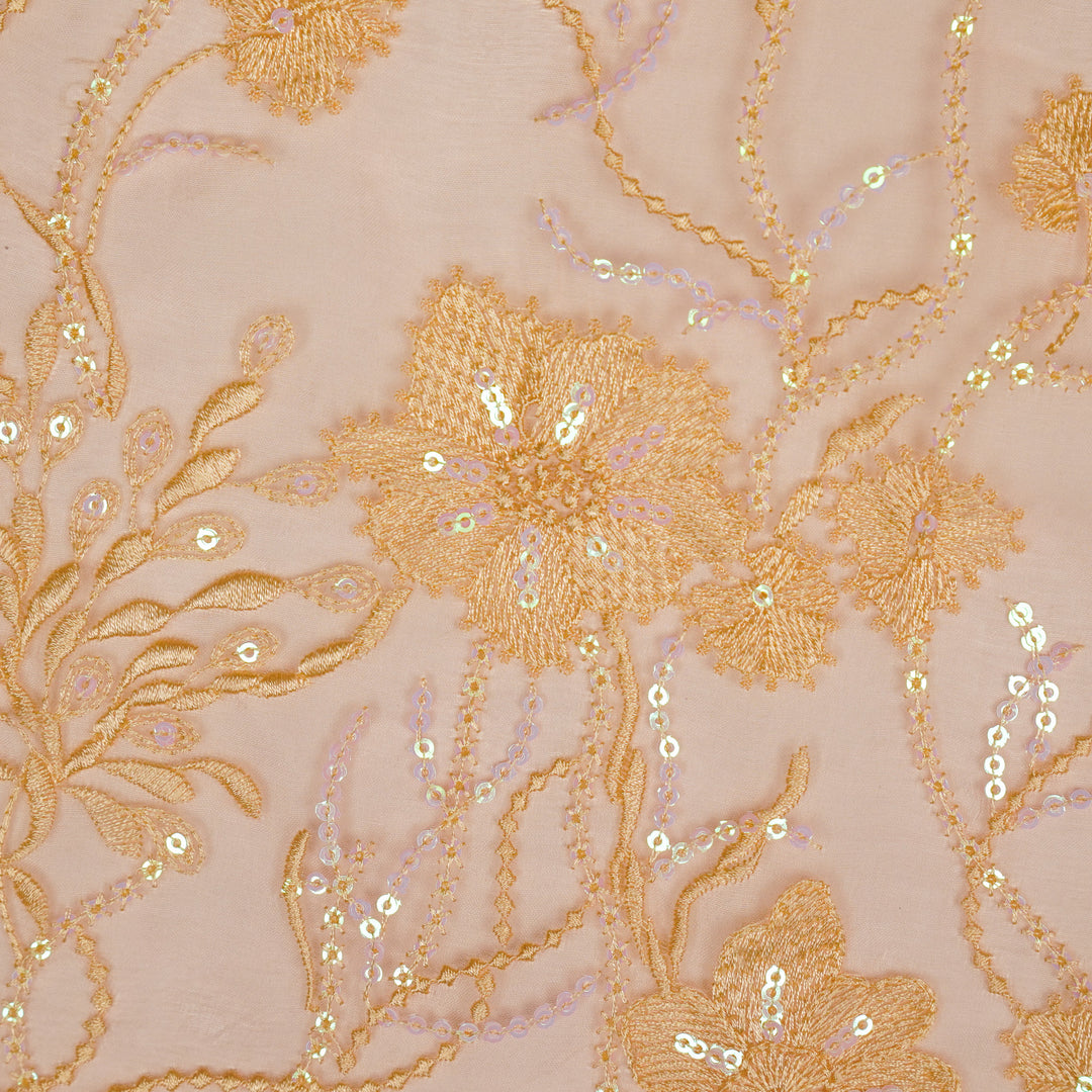 Samiha Jaal on Peach Silk Organza Embroidered Fabric