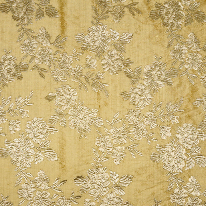 Taruja Jaal on Dark Beige Raw Silk Embroidered Fabric
