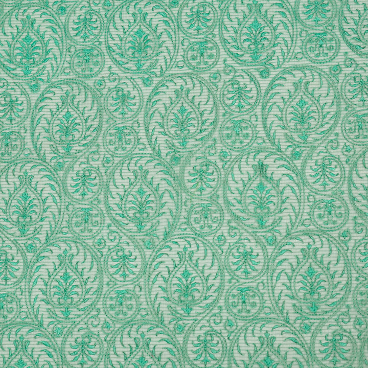 Shreenika Jaal on Aqua Green Munga Kota Embroidered Fabric