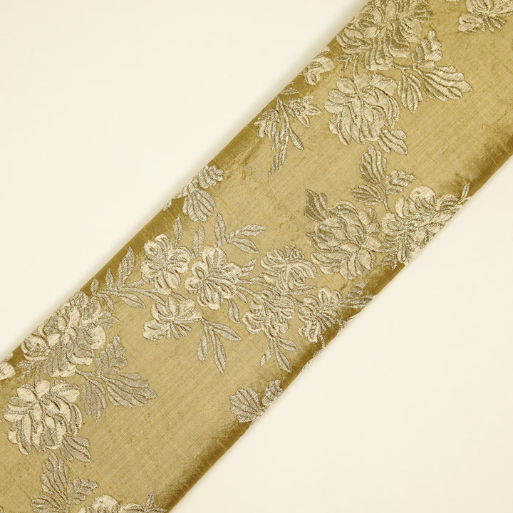 Taruja Jaal on Dark Beige Raw Silk Embroidered Fabric