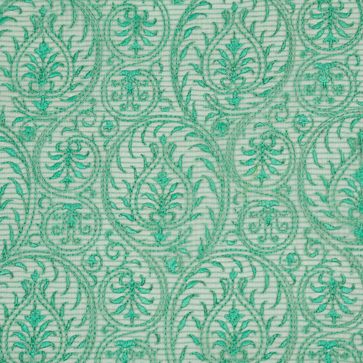 Shreenika Jaal on Aqua Green Munga Kota Embroidered Fabric