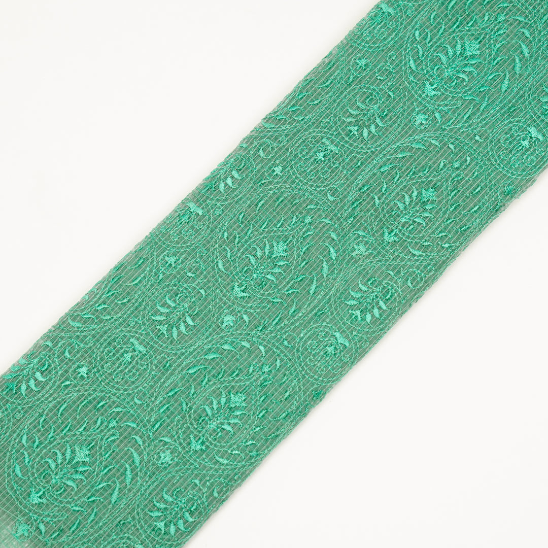 Shreenika Jaal on Aqua Green Munga Kota Embroidered Fabric