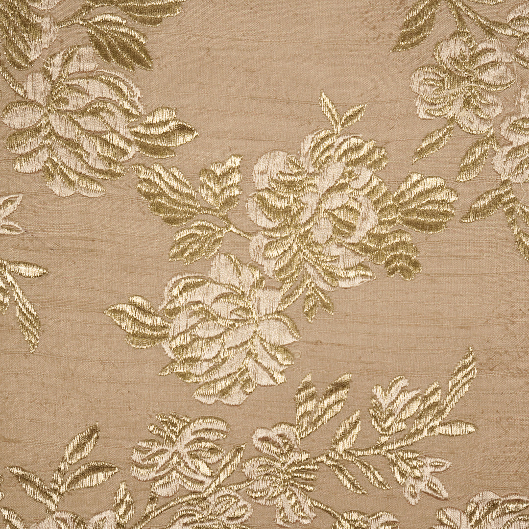 Taruja Jaal on Onion Raw Silk Embroidered Fabric