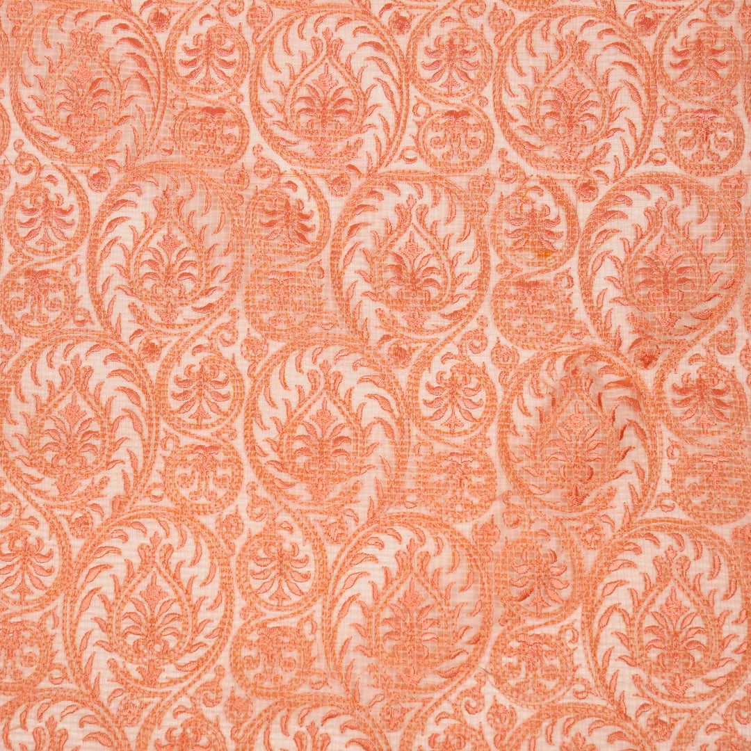 Shreenika Jaal on Peach Munga Kota Embroidered Fabric