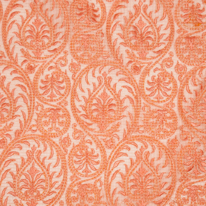 Shreenika Jaal on Peach Munga Kota Embroidered Fabric