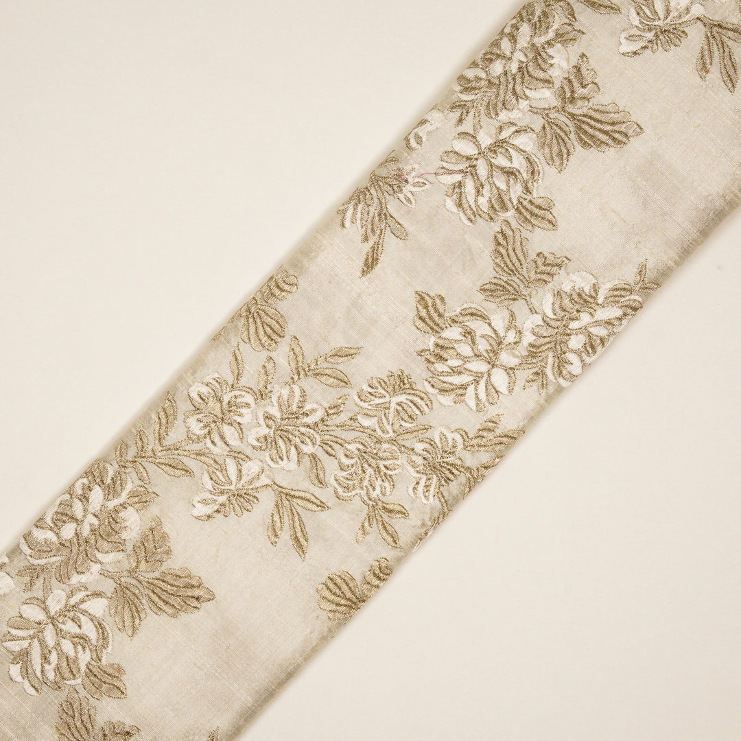 Taruja Jaal on White Raw Silk Embroidered Fabric