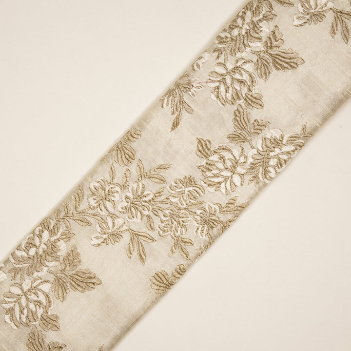 Taruja Jaal on White Raw Silk Embroidered Fabric