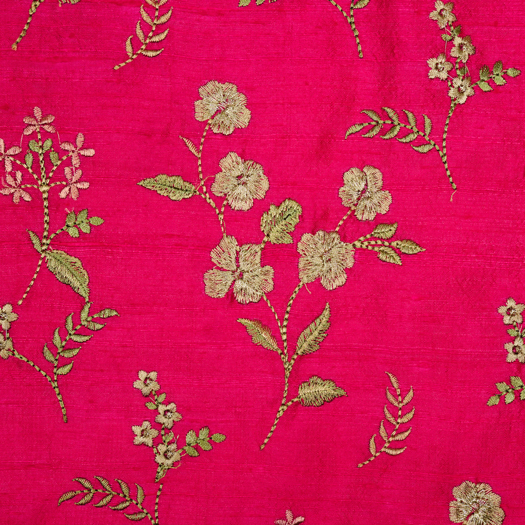 Nura Buta on Fuxia Raw Silk Embroidered Fabric