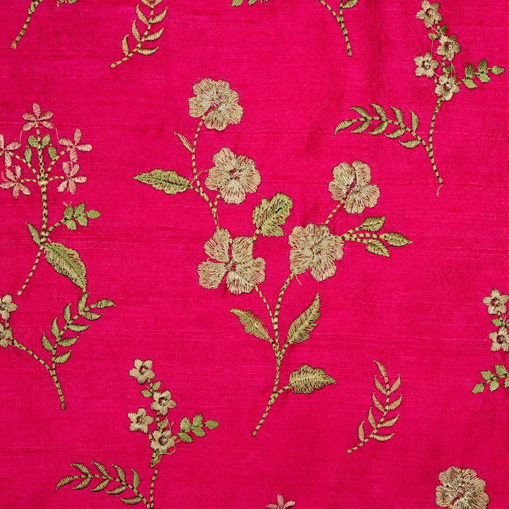 Nura Buta on Fuxia Raw Silk Embroidered Fabric