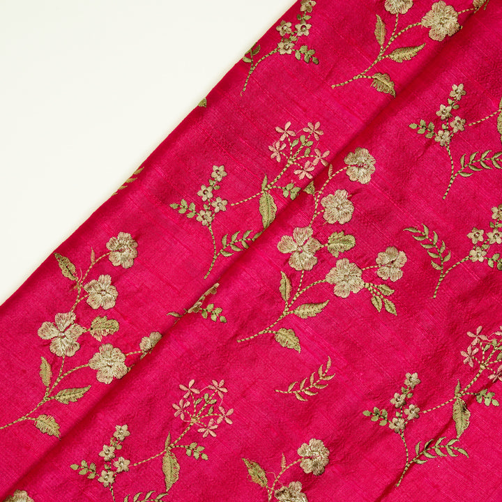 Nura Buta on Fuxia Raw Silk Embroidered Fabric