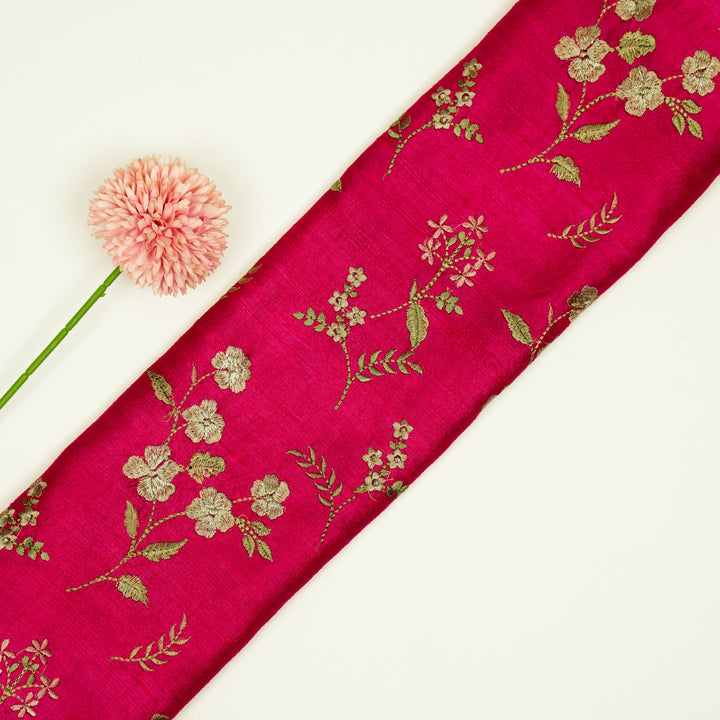 Nura Buta on Fuxia Raw Silk Embroidered Fabric