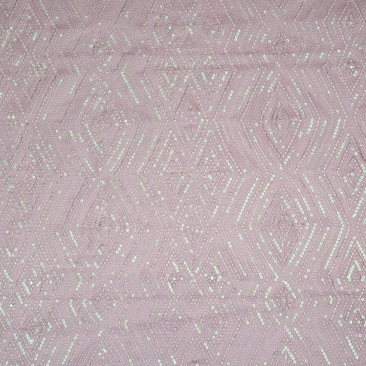 Aaima Sequins Jaal on Lilac Cotton Silk Embroidered Fabric