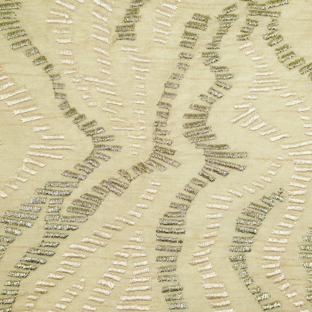 Lehar Jaal on Cream Semi Raw Silk Embroidered Fabric