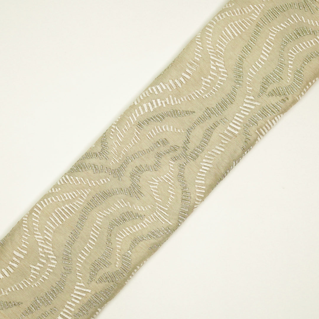 Lehar Jaal on Cream Semi Raw Silk Embroidered Fabric