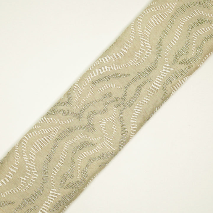 Lehar Jaal on Cream Semi Raw Silk Embroidered Fabric