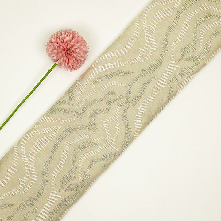 Lehar Jaal on Cream Semi Raw Silk Embroidered Fabric