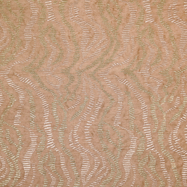 Lehar Jaal on Onion Semi Raw Silk Embroidered Fabric