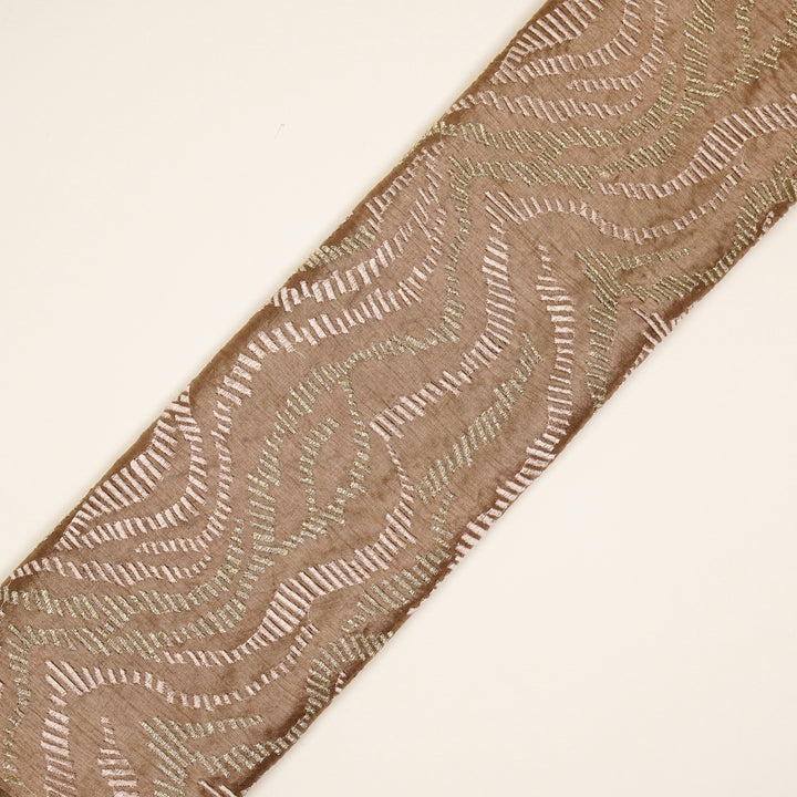 Lehar Jaal on Onion Semi Raw Silk Embroidered Fabric