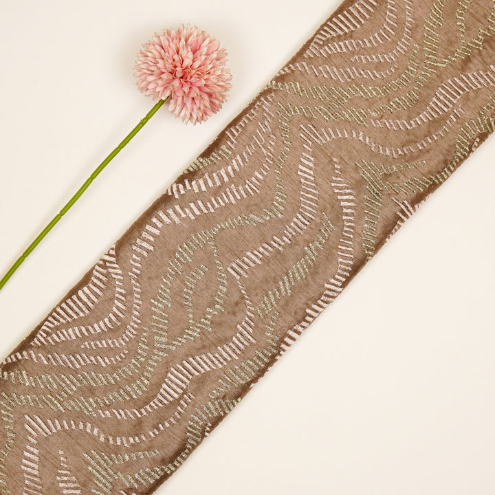 Lehar Jaal on Onion Semi Raw Silk Embroidered Fabric