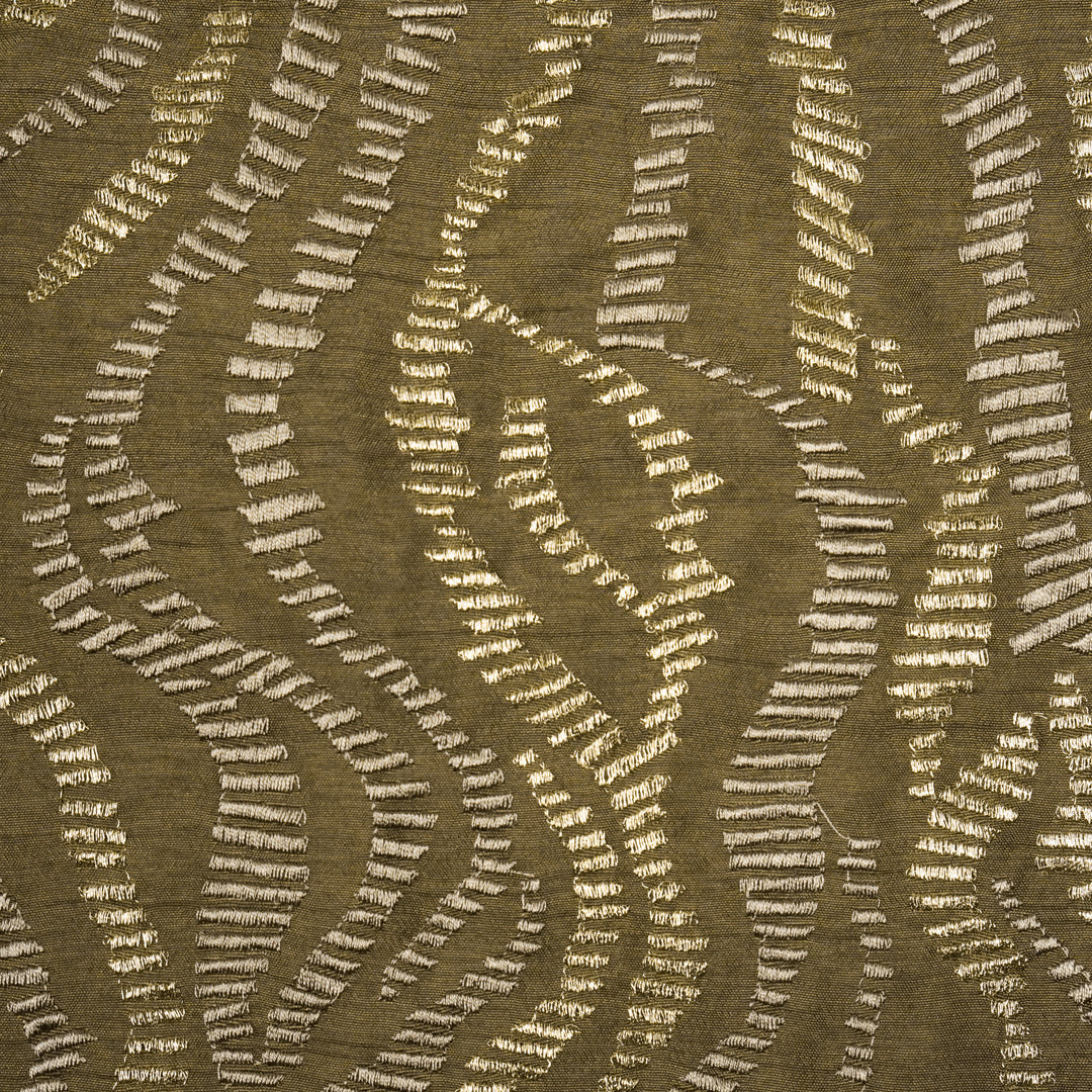 Lehar Jaal on Mouse Semi Raw Silk Embroidered Fabric